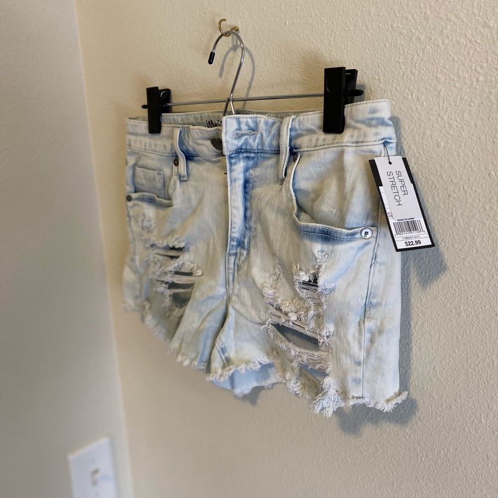 Distressed jean shorts